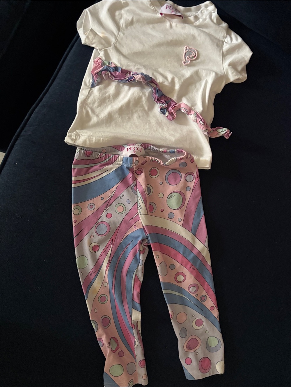 Emilio Pucci Pink, Blue and Cream Girls Matching Set